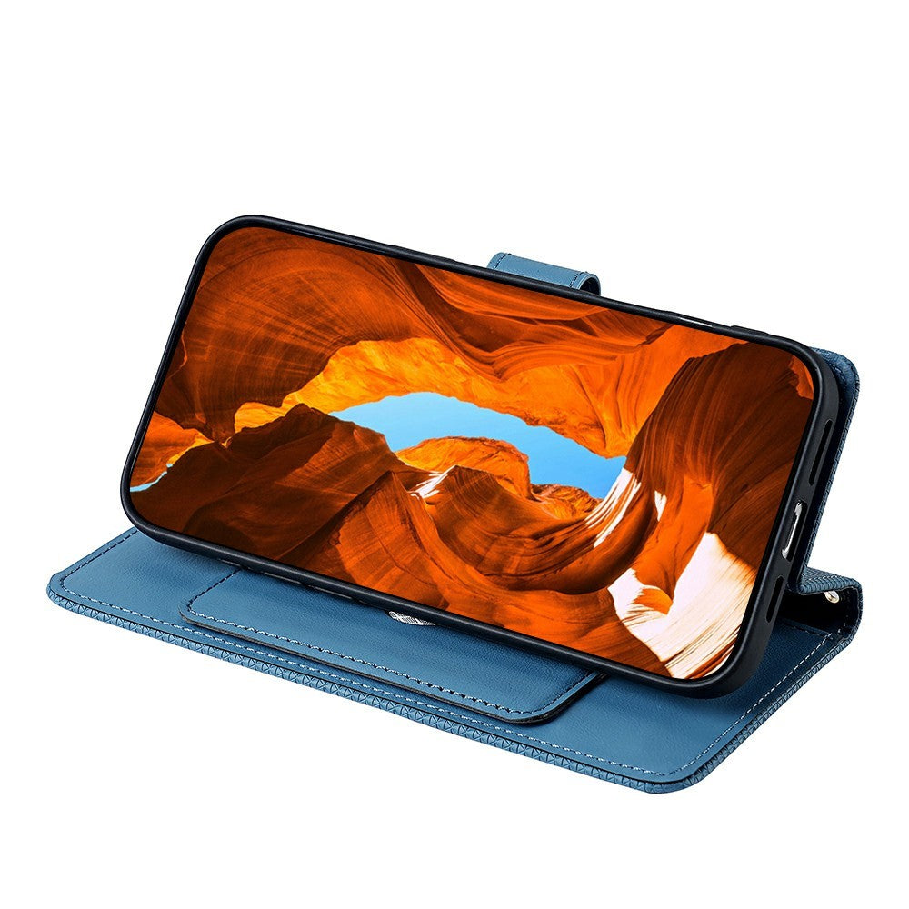 Xiaomi 17 Ultra 5G Plånboksfodral Triangelmönster Präglat Stativ Lädermobilfodral med Axelrem