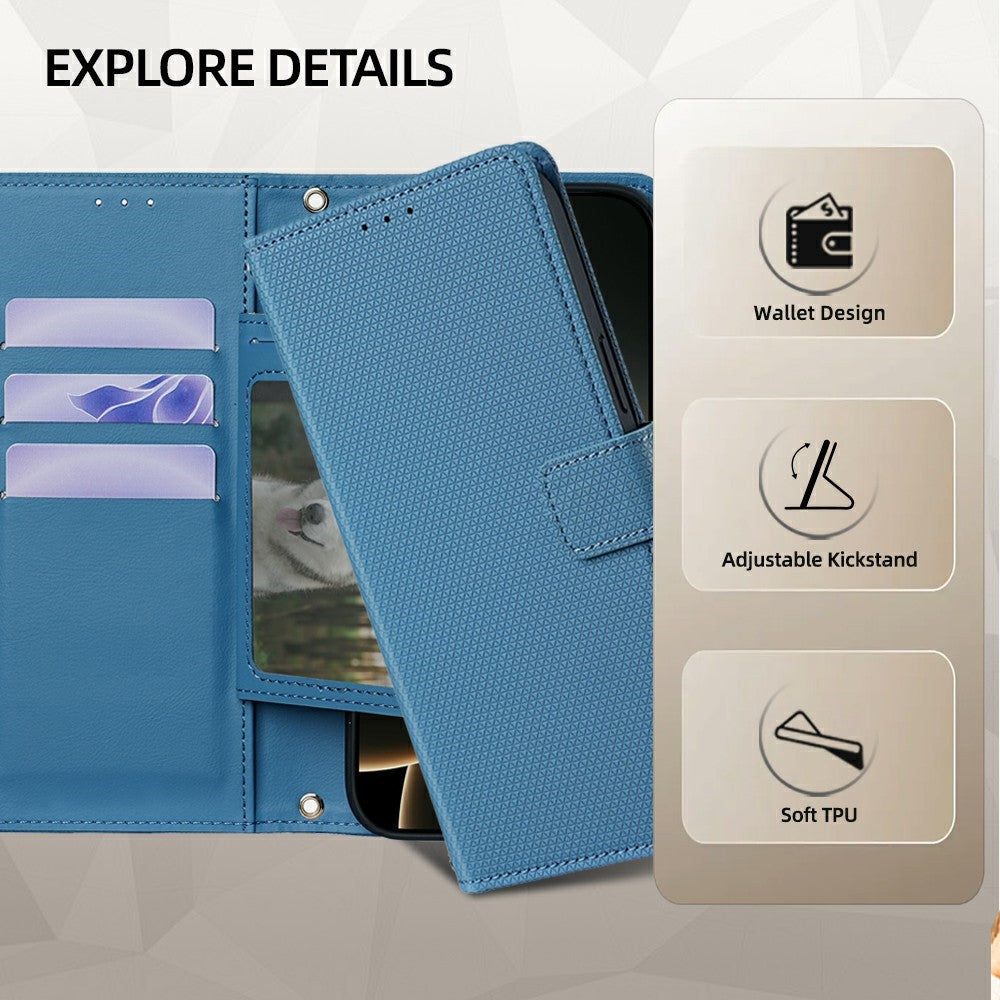 For Xiaomi 17 Ultra 5G Wallet Case Triangle Pattern Imprinted Stand Leather Phone Cover with Shoulder Strap