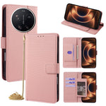For Xiaomi 17 Ultra 5G Wallet Case Triangle Pattern Imprinted Stand Leather Phone Cover with Shoulder Strap
