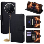 For Xiaomi 17 Ultra 5G Wallet Case Triangle Pattern Imprinted Stand Leather Phone Cover with Shoulder Strap
