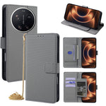Xiaomi 17 Ultra 5G Plånboksfodral Triangelmönster Präglat Stativ Lädermobilfodral med Axelrem