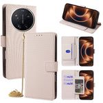 For Xiaomi 17 Ultra 5G Wallet Case Triangle Pattern Imprinted Stand Leather Phone Cover with Shoulder Strap