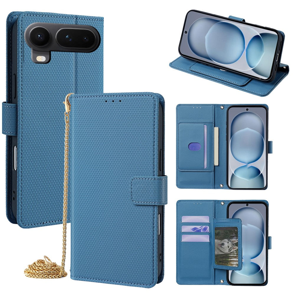 For Honor Magic8 Pro Air 5G Wallet Case Triangle Pattern Imprinted Stand Leather Phone Cover with Shoulder Strap
