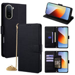 For Xiaomi Redmi A7 Pro 4G (171.56mm) Wallet Case Triangle Pattern Imprinted Stand Leather Phone Cover with Shoulder Strap