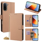 For Xiaomi Redmi A7 Pro 4G (171.56mm) Wallet Case Triangle Pattern Imprinted Stand Leather Phone Cover with Shoulder Strap