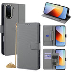 For Xiaomi Redmi A7 Pro 4G (171.56mm) Wallet Case Triangle Pattern Imprinted Stand Leather Phone Cover with Shoulder Strap
