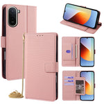 For Xiaomi Redmi A7 Pro 4G (171.56mm) Wallet Case Triangle Pattern Imprinted Stand Leather Phone Cover with Shoulder Strap