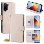 For Xiaomi Redmi A7 Pro 4G (171.56mm) Wallet Case Triangle Pattern Imprinted Stand Leather Phone Cover with Shoulder Strap