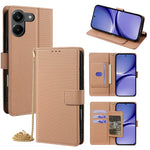 For Xiaomi Redmi Turbo 5 5G Wallet Case Triangle Pattern Imprinted Stand Leather Phone Cover with Shoulder Strap