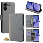 For Xiaomi Redmi Turbo 5 5G Wallet Case Triangle Pattern Imprinted Stand Leather Phone Cover with Shoulder Strap