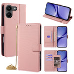 For Xiaomi Redmi Turbo 5 5G Wallet Case Triangle Pattern Imprinted Stand Leather Phone Cover with Shoulder Strap