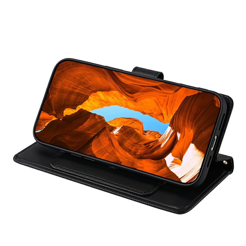 For Xiaomi Redmi Turbo 5 Max 5G Wallet Case Triangle Pattern Imprinted Stand Leather Phone Cover with Shoulder Strap