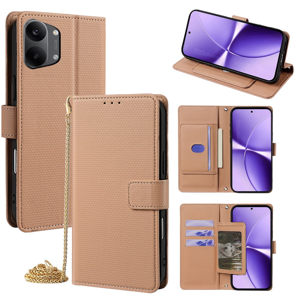 For Xiaomi Redmi Turbo 5 Max 5G Wallet Case Triangle Pattern Imprinted Stand Leather Phone Cover with Shoulder Strap