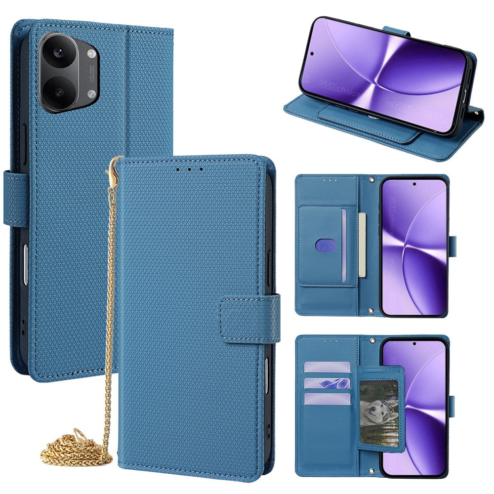 For Xiaomi Redmi Turbo 5 Max 5G Wallet Case Triangle Pattern Imprinted Stand Leather Phone Cover with Shoulder Strap