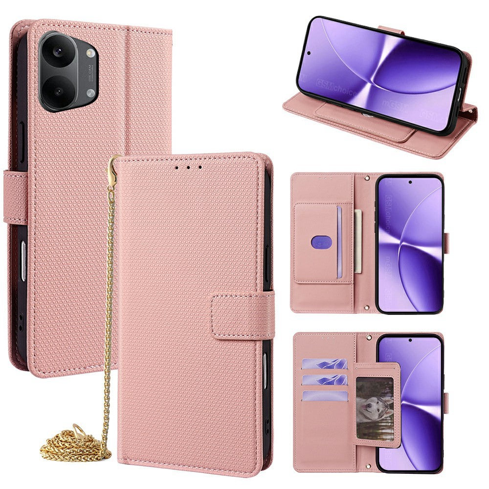 For Xiaomi Redmi Turbo 5 Max 5G Wallet Case Triangle Pattern Imprinted Stand Leather Phone Cover with Shoulder Strap