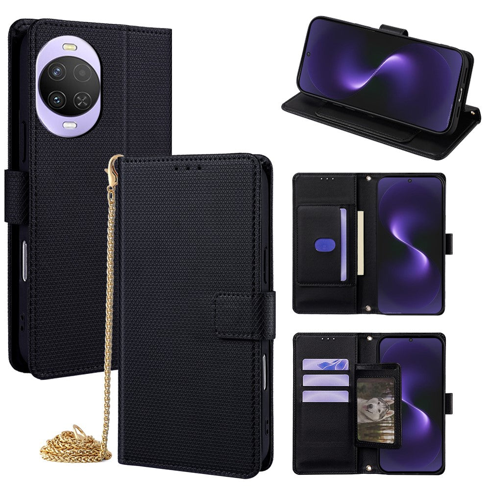 For Huawei nova 15 5G Wallet Case Triangle Pattern Imprinted Stand Leather Phone Cover with Shoulder Strap
