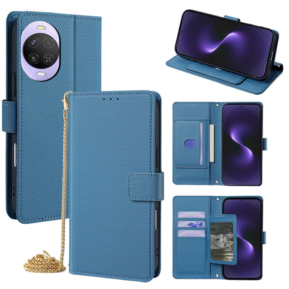 For Huawei nova 15 5G Wallet Case Triangle Pattern Imprinted Stand Leather Phone Cover with Shoulder Strap