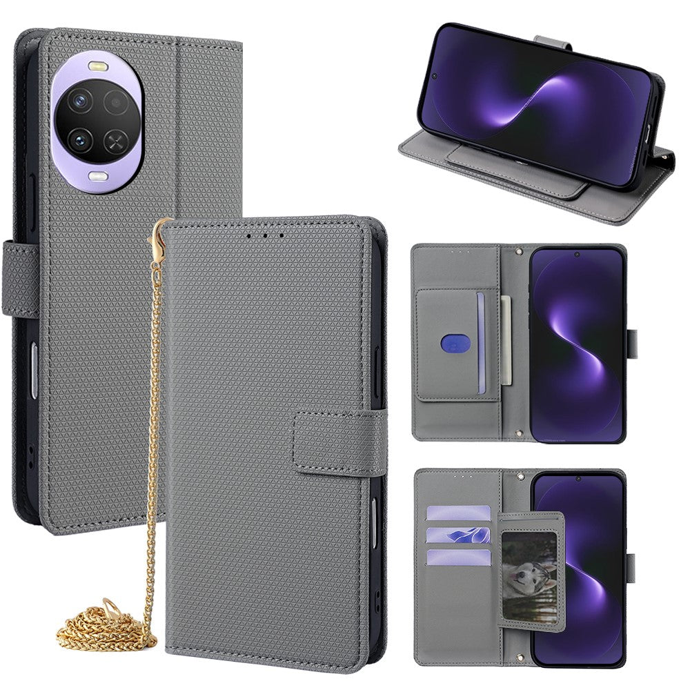 For Huawei nova 15 5G Wallet Case Triangle Pattern Imprinted Stand Leather Phone Cover with Shoulder Strap