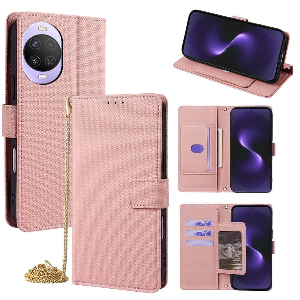 For Huawei nova 15 5G Wallet Case Triangle Pattern Imprinted Stand Leather Phone Cover with Shoulder Strap