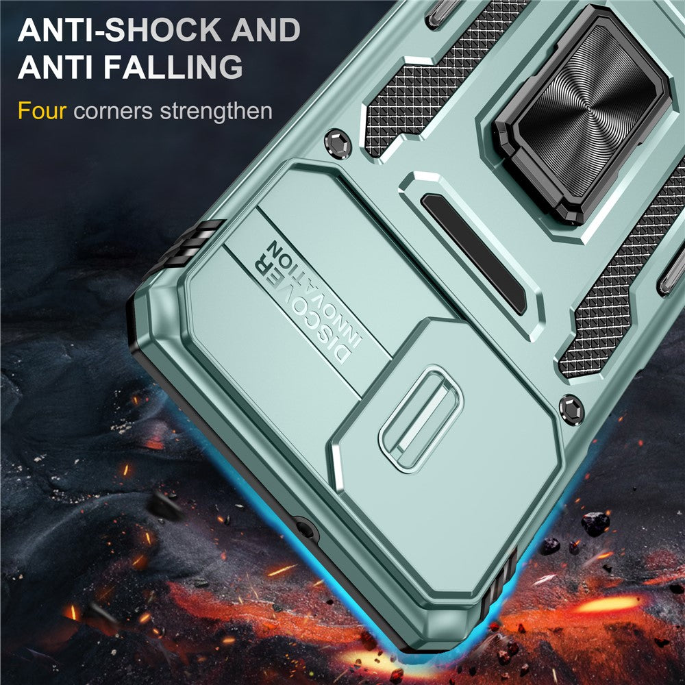 Armor-serien til Samsung Galaxy M53 5G Beskyttelsescover til telefonen af PC + TPU med kickstand og skydelåg til kameraet
