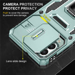 Armor-serien til Samsung Galaxy M53 5G Beskyttelsescover til telefonen af PC + TPU med kickstand og skydelåg til kameraet