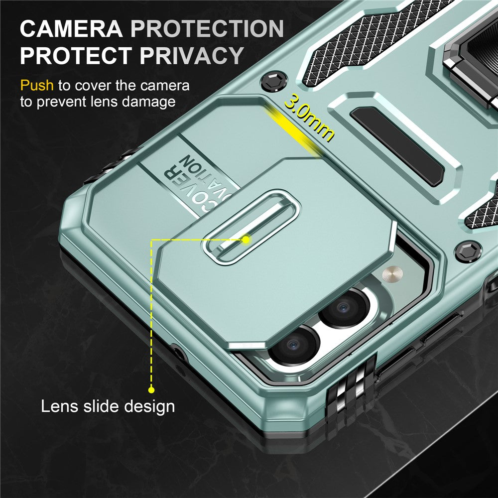 Armor-serien til Samsung Galaxy M53 5G Beskyttelsescover til telefonen af PC + TPU med kickstand og skydelåg til kameraet