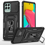 Armor-serien til Samsung Galaxy M53 5G Beskyttelsescover til telefonen af PC + TPU med kickstand og skydelåg til kameraet