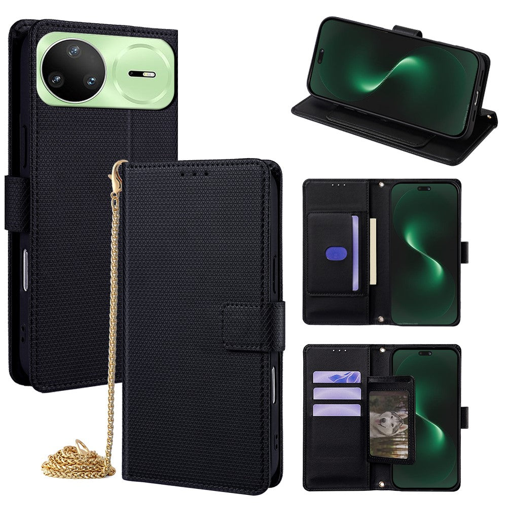 For Huawei nova 15 Pro 5G Wallet Case Triangle Pattern Imprinted Stand Leather Phone Cover with Shoulder Strap