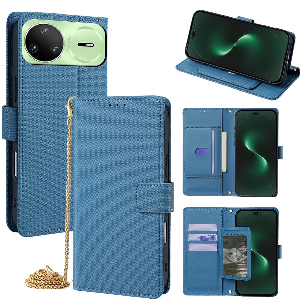 For Huawei nova 15 Pro 5G Wallet Case Triangle Pattern Imprinted Stand Leather Phone Cover with Shoulder Strap