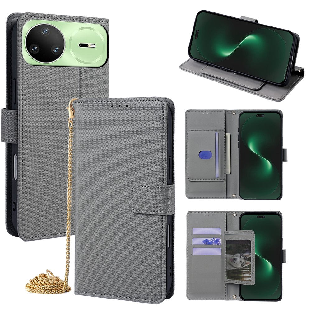 For Huawei nova 15 Pro 5G Wallet Case Triangle Pattern Imprinted Stand Leather Phone Cover with Shoulder Strap