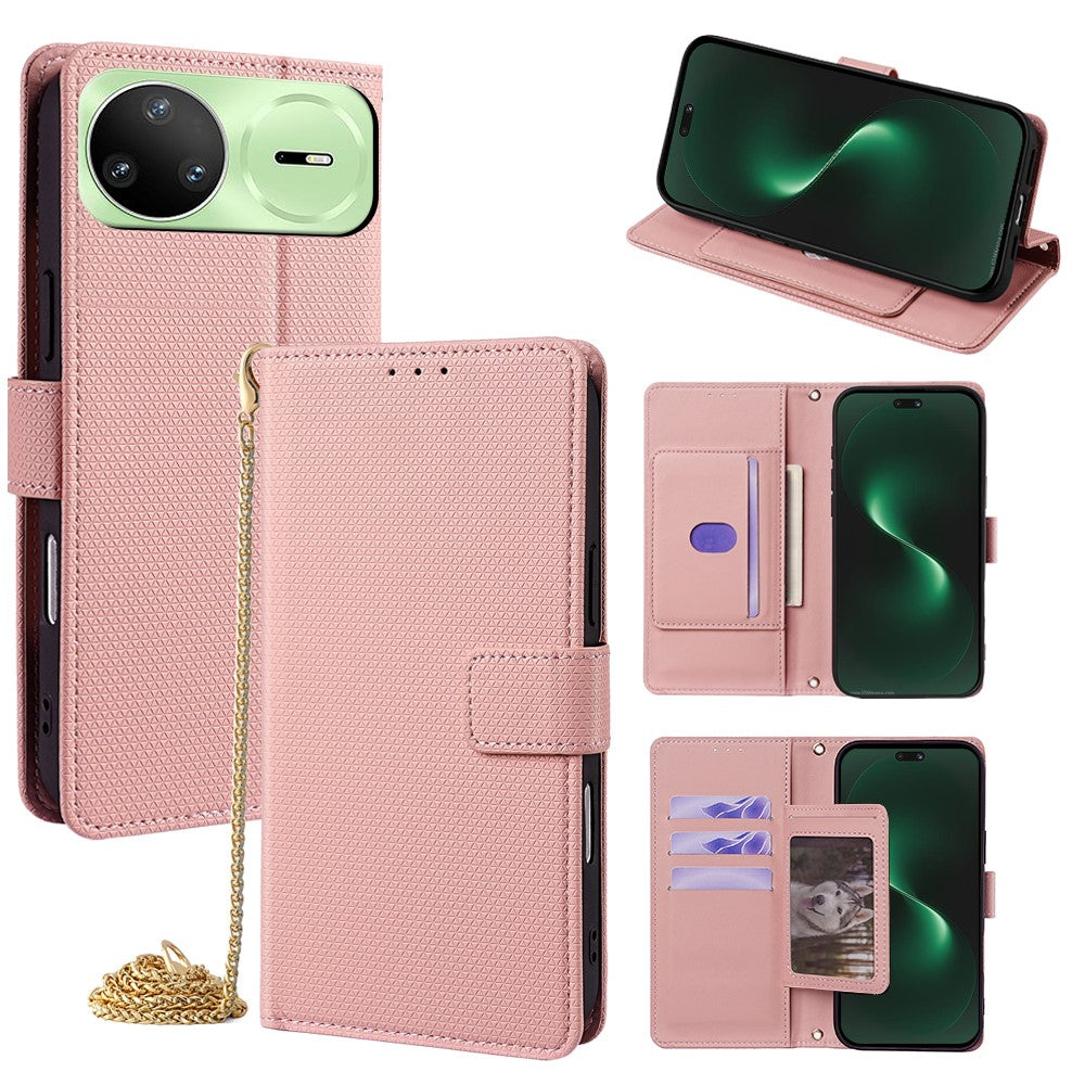 For Huawei nova 15 Pro 5G Wallet Case Triangle Pattern Imprinted Stand Leather Phone Cover with Shoulder Strap