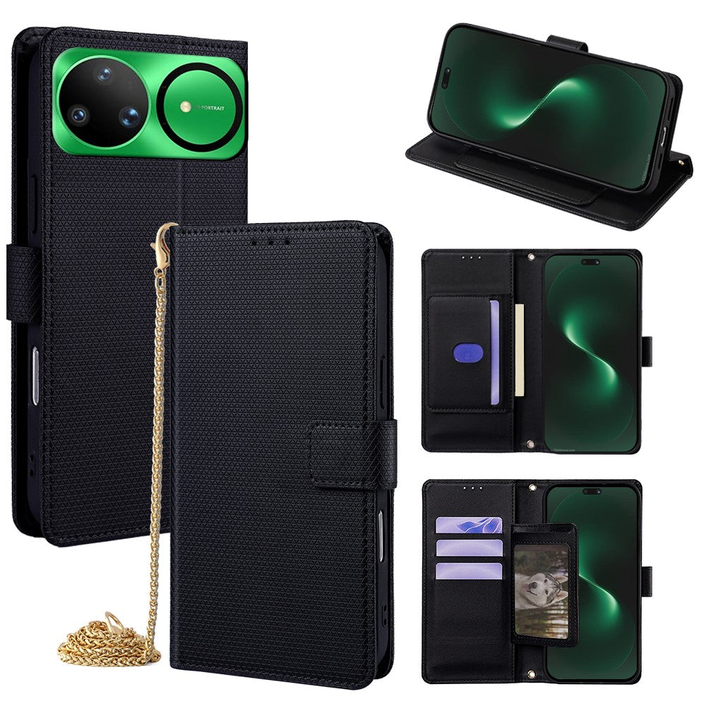 For Huawei nova 15 Ultra 5G Wallet Case Triangle Pattern Imprinted Stand Leather Phone Cover with Shoulder Strap