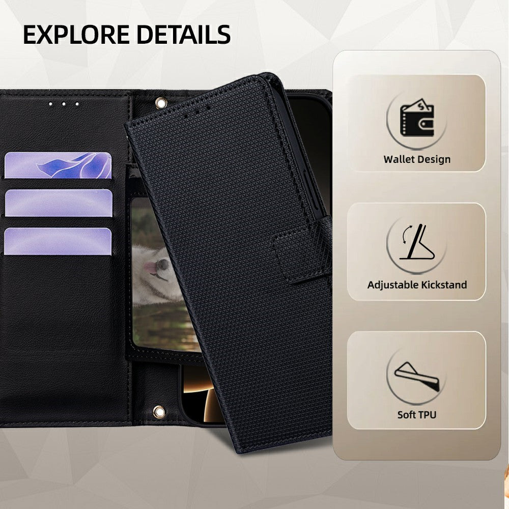 For Huawei nova 15 Ultra 5G Wallet Case Triangle Pattern Imprinted Stand Leather Phone Cover with Shoulder Strap