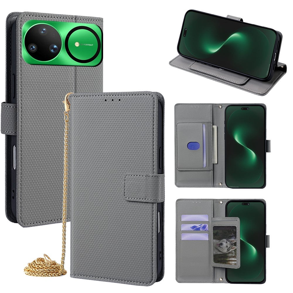 For Huawei nova 15 Ultra 5G Wallet Case Triangle Pattern Imprinted Stand Leather Phone Cover with Shoulder Strap