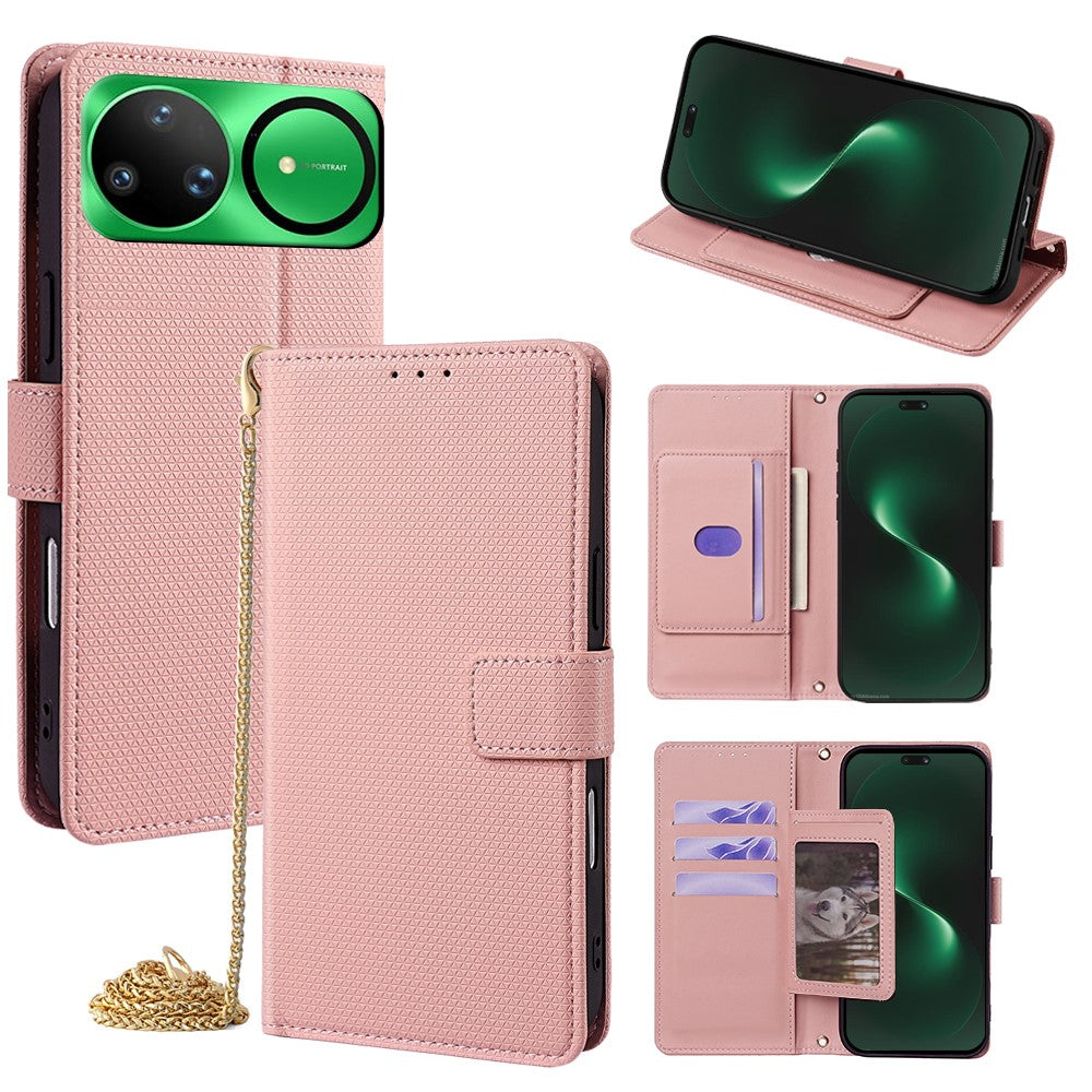 For Huawei nova 15 Ultra 5G Wallet Case Triangle Pattern Imprinted Stand Leather Phone Cover with Shoulder Strap