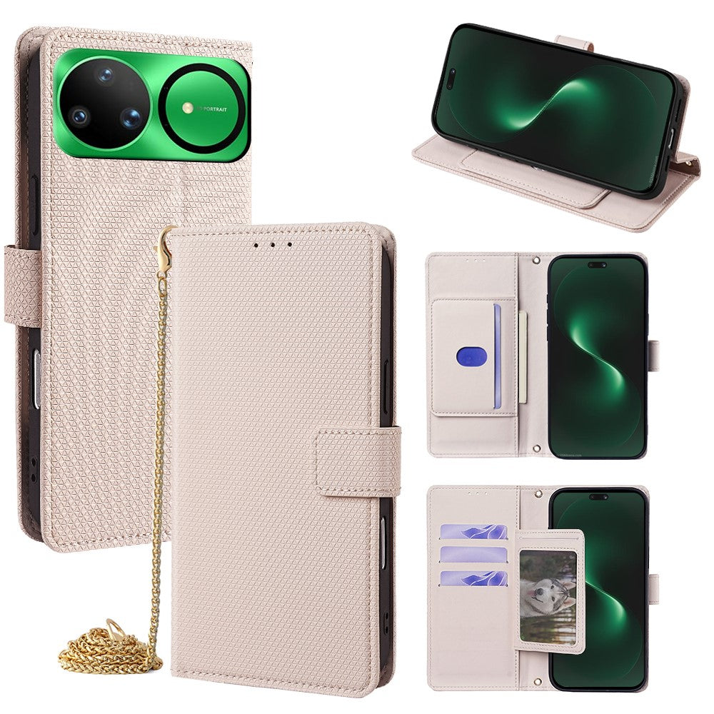 For Huawei nova 15 Ultra 5G Wallet Case Triangle Pattern Imprinted Stand Leather Phone Cover with Shoulder Strap