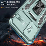 Armor Series til Samsung Galaxy A13 4G / 5G Slide Kamera Beskytter Kickstand Telefoncover PC + TPU Beskyttelsescover