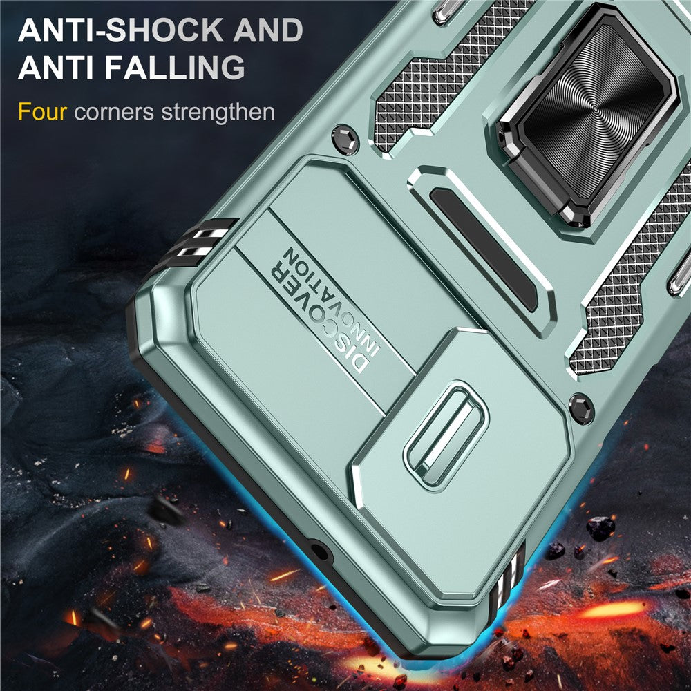 Armor Series til Samsung Galaxy A13 4G / 5G Slide Kamera Beskytter Kickstand Telefoncover PC + TPU Beskyttelsescover