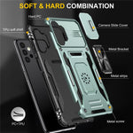 Armor Series til Samsung Galaxy A13 4G / 5G Slide Kamera Beskytter Kickstand Telefoncover PC + TPU Beskyttelsescover