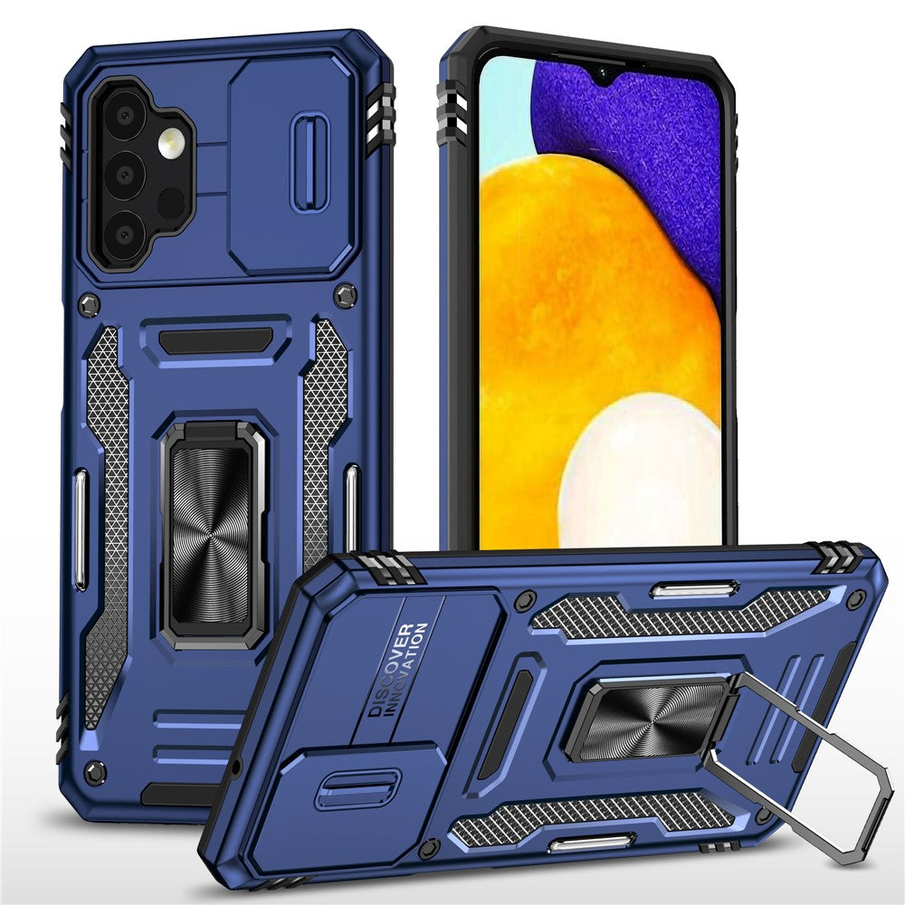 Armor Series til Samsung Galaxy A13 4G / 5G Slide Kamera Beskytter Kickstand Telefoncover PC + TPU Beskyttelsescover
