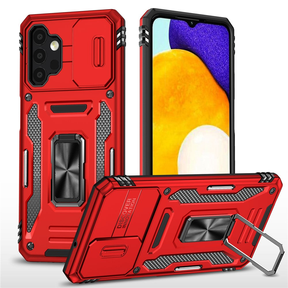 Armor Series til Samsung Galaxy A13 4G / 5G Slide Kamera Beskytter Kickstand Telefoncover PC + TPU Beskyttelsescover