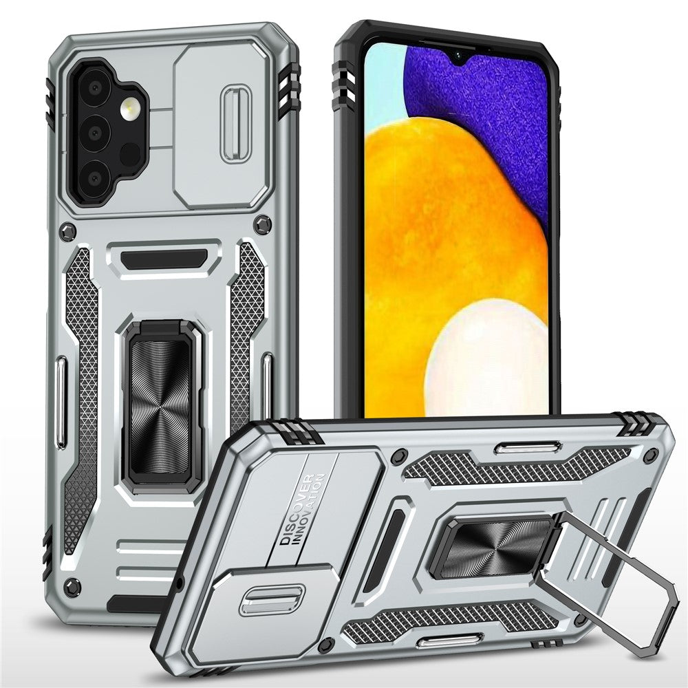 Armor Series til Samsung Galaxy A13 4G / 5G Slide Kamera Beskytter Kickstand Telefoncover PC + TPU Beskyttelsescover