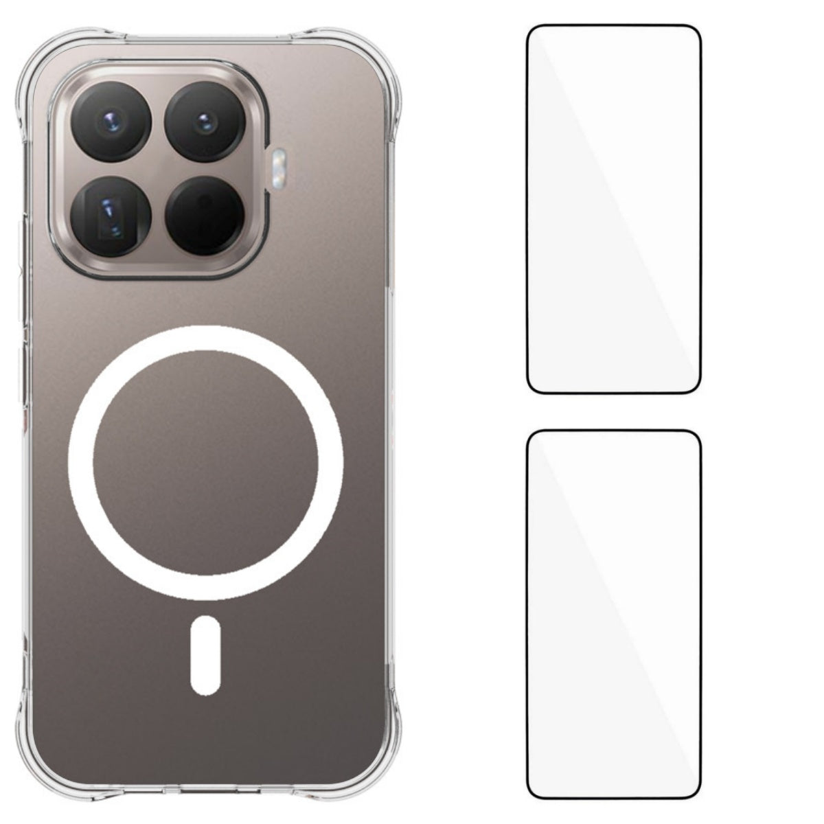 WANLONFENG for Xiaomi 17T Pro WL1 Series 2.0mm Magnetic Case Clear TPU Phone Back Cover with 2Pcs Screen Films