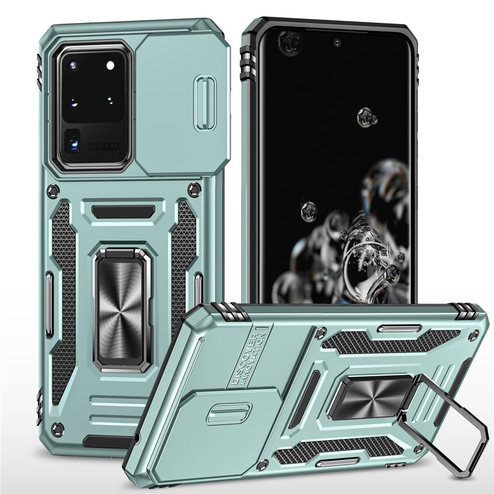 Armor Series for Samsung Galaxy S20 Ultra Kickstand PC + TPU Hybrid Cover Protective Phone Case with Slide Camera Protector