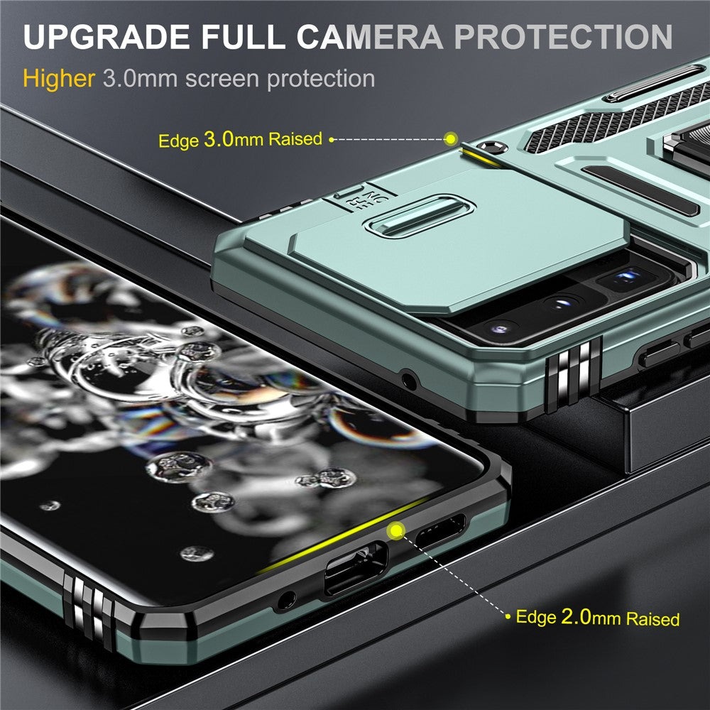 Armor Series for Samsung Galaxy S20 Ultra Kickstand PC + TPU Hybrid Cover Protective Phone Case with Slide Camera Protector
