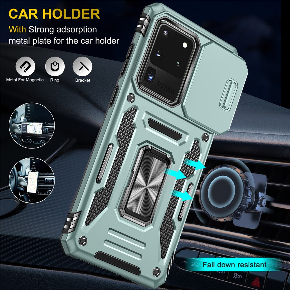 Armor Series for Samsung Galaxy S20 Ultra Kickstand PC + TPU Hybrid Cover Protective Phone Case with Slide Camera Protector
