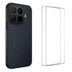WANLONFENG för Xiaomi 17T Pro TQ1-serien magnetiskt skal kolfiberstruktur PC TPU mobilskydd med 2 st skärmfilmer
