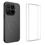 WANLONFENG-magnetcover til Xiaomi 17T Pro TQ1-serien med kulfiberstruktur, PC TPU-mobilbeskyttelse med 2 skærmfilm