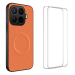 WANLONFENG för Xiaomi 17T Pro TQ1-serien magnetiskt skal kolfiberstruktur PC TPU mobilskydd med 2 st skärmfilmer