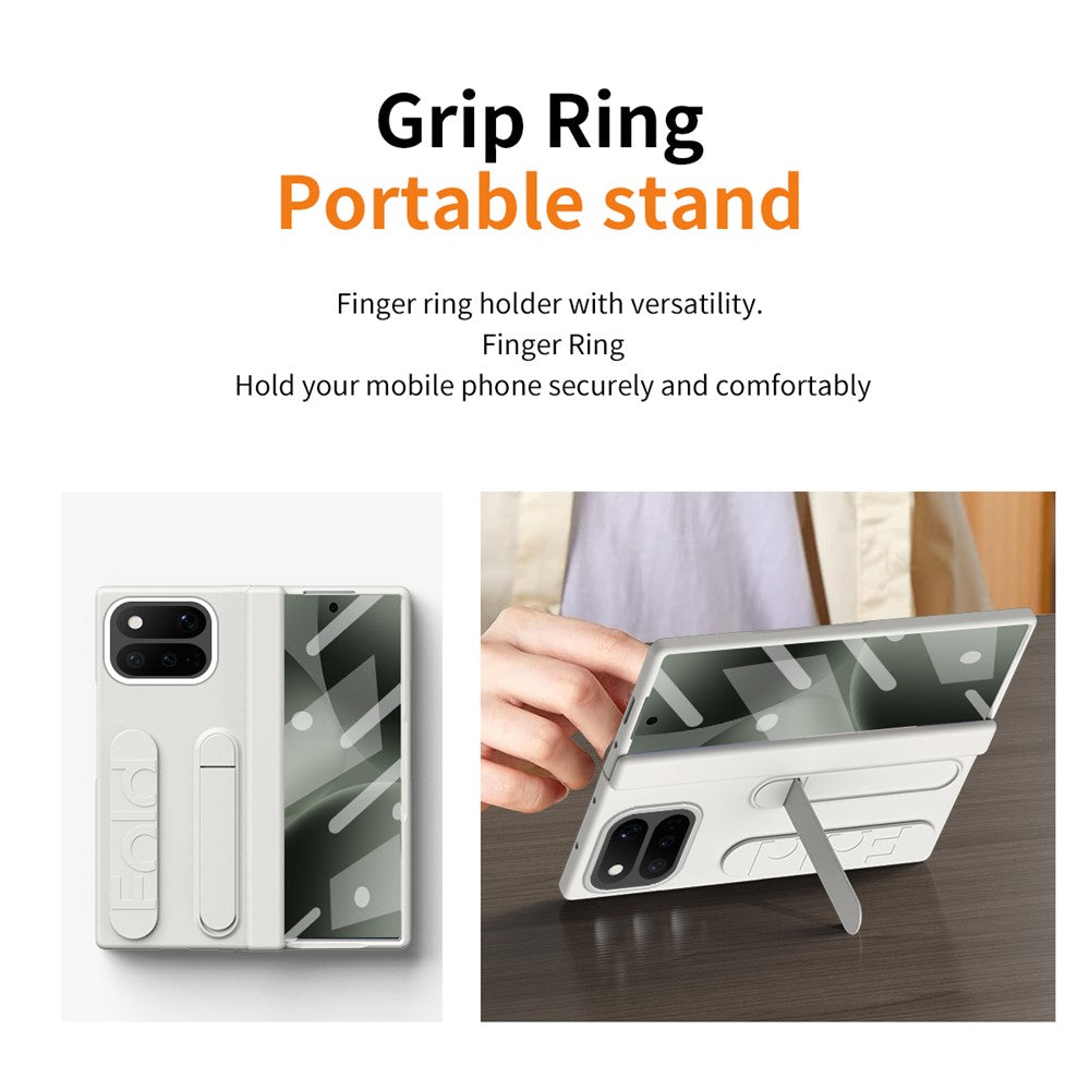 For Google Pixel 11 Pro Fold Case Kickstand Wristband PC Phone Cover with Tempered Glass Film